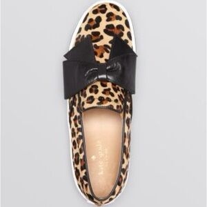 Kate Spade Leopard Print Slip-On with Black Bow Delise size 8